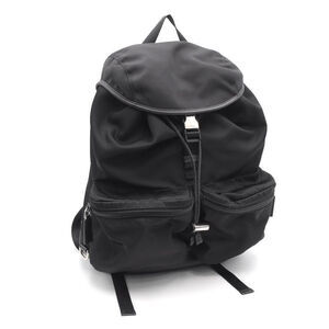 Prada Backpack Nylon Leather Nero Black Daypack Drawstring Bag